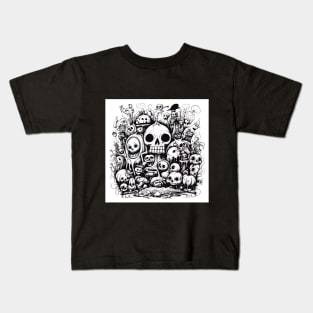 Halloween skull doodle Kids T-Shirt